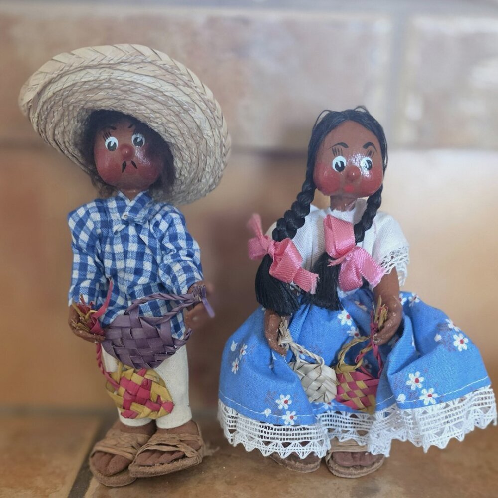 Mexican‎ Handmade Couple Male and Female with Hat and Accessories -